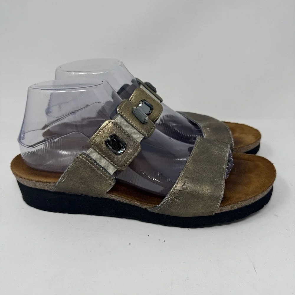 Naot Sandals Womens 11 / 42  Ashley Leather Metallic Wedge Comfort Shoes